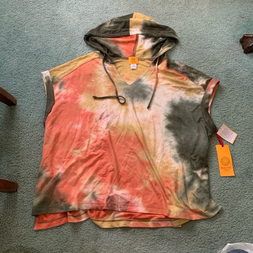 Ruby Rd. Earthy Tie-Dye Hooded Top